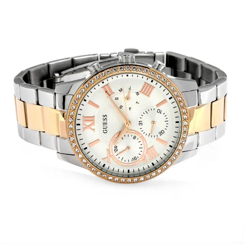 Guess Solar Crystal Silver Dial Ladies Watch | W1069L4